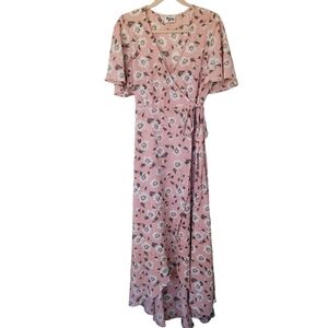 Show Me Your MuMu Maxi Wrap Dress Blush Pink Floral Daisy Print